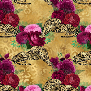 Cheetah Leopard Red Rose Floral Flower Pattern