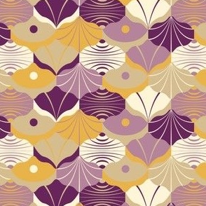 Sea shells geometric art deco plum gold