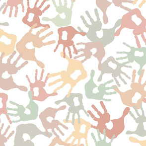 kids hands prints - luigis hands pastel on white - kids fabric