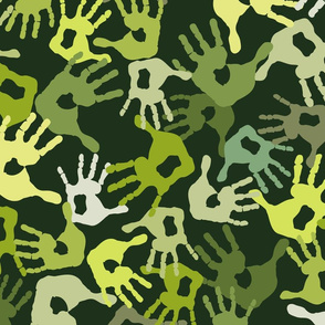 kids hands prints - luigis hands green tones - kids fabric