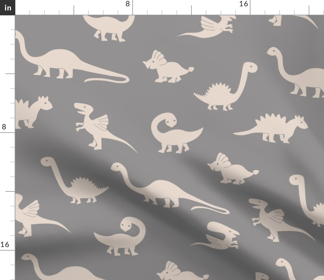 Little minimalist wild dinosaurs sweet kids dino design boho style gray beige sand neutral LARGE