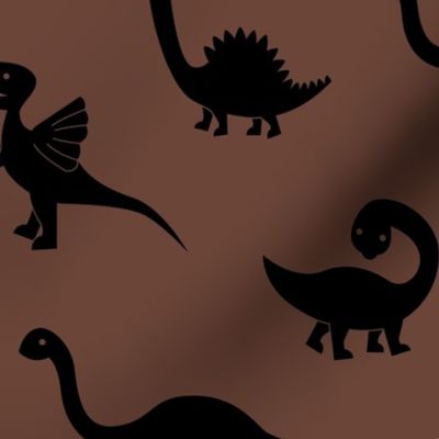 Little minimalist wild dinosaurs sweet kids dino design boho style cacao chocolate brown black LARGE