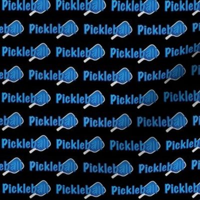 PickleBall Text Blue on Black