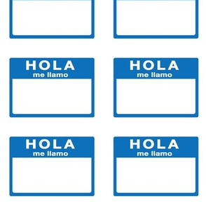 Cut-and-sew Spanish 'hola me llamo' nametags in blue