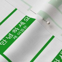 Cut-and-sew Korean 'hello my name is' nametags in green