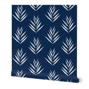 indigo - white leaves on indigo blue - shibori fabric
