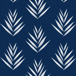 indigo - white leaves on indigo blue - shibori fabric