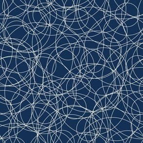 indigo - dance circles on indigo blue - rings fabric