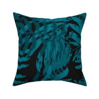 Tropical Moody Palm and Fern Leaves - Teal