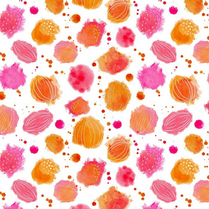 Watercolor Dots pink and orange by JAF Studio