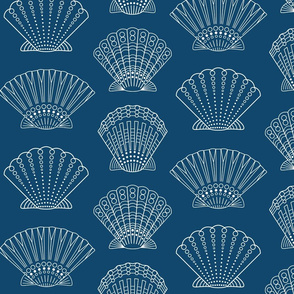 Decorative Seashells Ocean Blue and White large scale