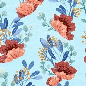 Scarlet Garden Textured - Sky Blue 