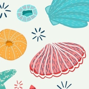 Seashell Party Fabric, Wallpaper and Home Decor