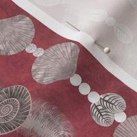 seashells-pearls and feathers_red