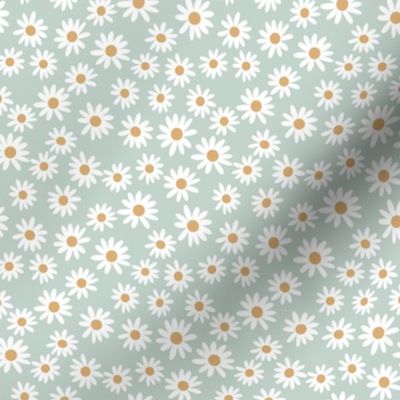 SMALL daisy print fabric - daisies, daisy fabric, baby fabric, spring fabric, baby girl, earthy - sage