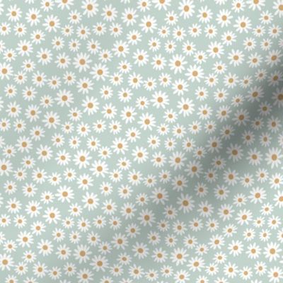 TINY daisy print fabric - daisies, daisy fabric, baby fabric, spring fabric, baby girl, earthy - sage