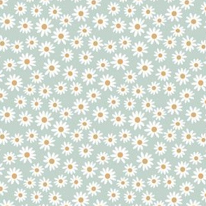 TINY daisy print fabric - daisies, daisy fabric, baby fabric, spring fabric, baby girl, earthy - sage