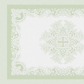 1880s lace-look tea towel, spring green
