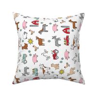 farm // nursery kids gender neutral cow chicken pig barn farms fabric white colorful