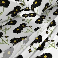 Floating Oriental Floral - onyx black on white, medium to large 