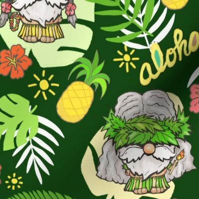 Aloha Tropical Gnomes, Hawaiian Dancers, Bright Green, Large Scale  