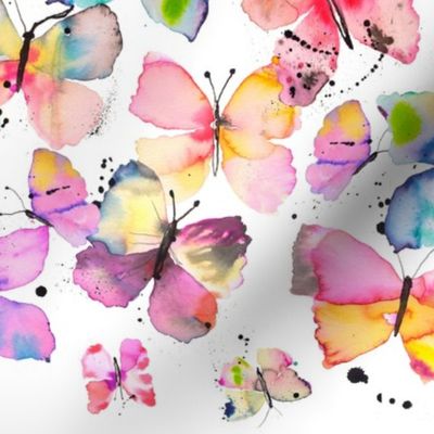Spring Butterflies watercolor Spring gradation Multicolor Rainbow Medium  Spring2024