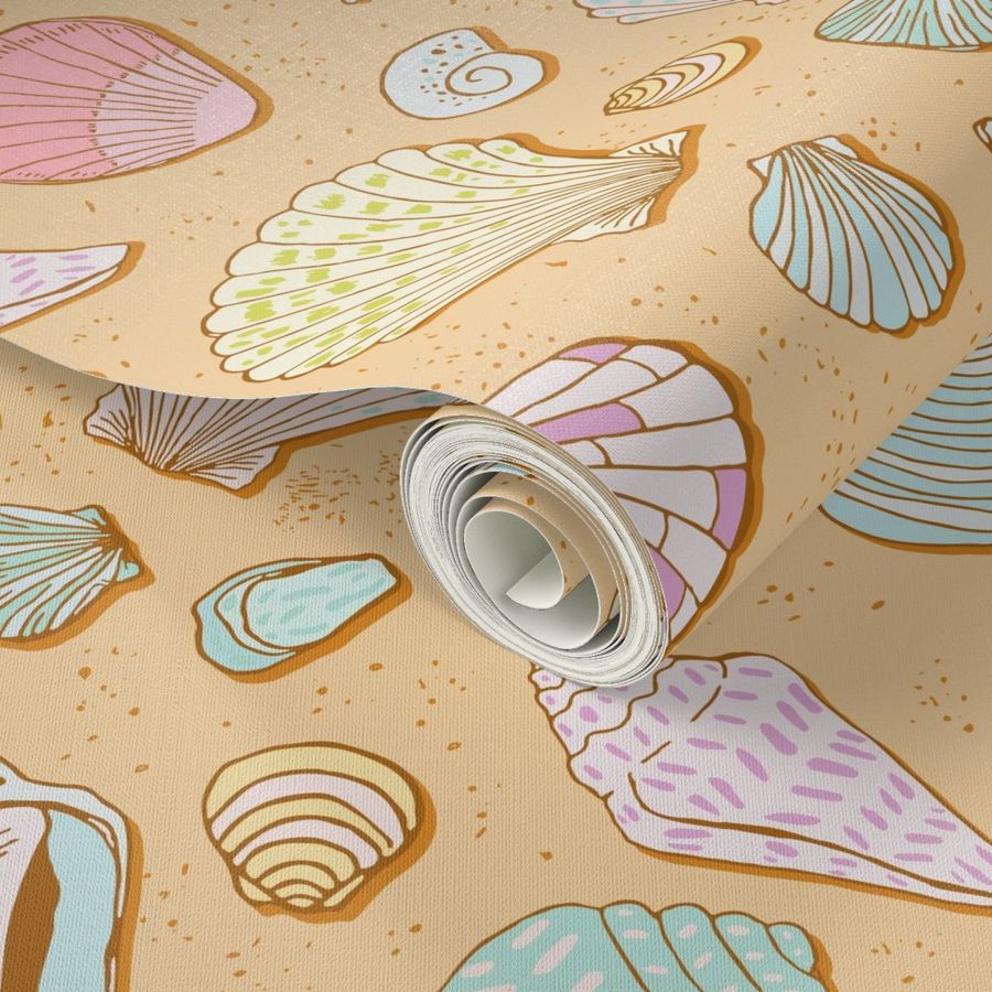 Large, Pastel Seashells on Sand