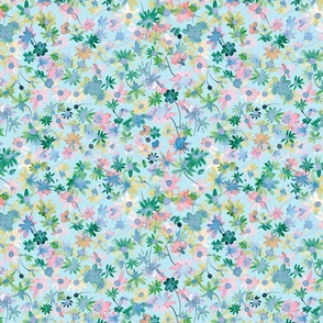 Daisies watercolor Pastel Mint green Small 