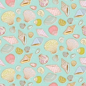 Medium, Pastel Seashells in Water