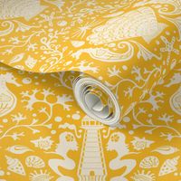 summer beach damask goldenrod yellow | large