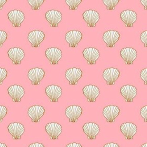 Little Scalloped Seashells on Pink