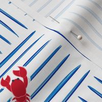 Patriotic Lobster on Blue and White Stripes © Jennifer Garrett