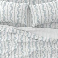 ANDREW STRIPE Soft Blue and Greens on White