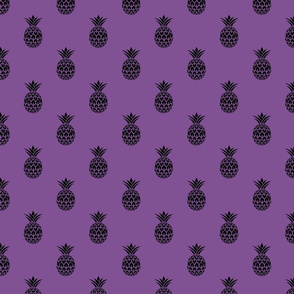 Black Purple Pineapple Tropical Fruit Summer Pattern