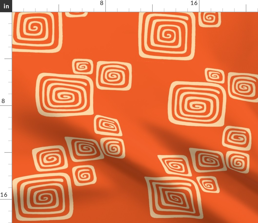 squared spirals in blood orange