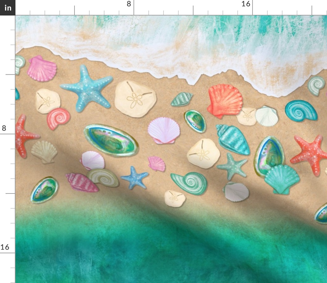 Beachcombing - Seashell Scattered Shore Stripes