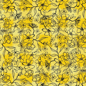 wildflowers sketches on yellow by rysunki_malunki