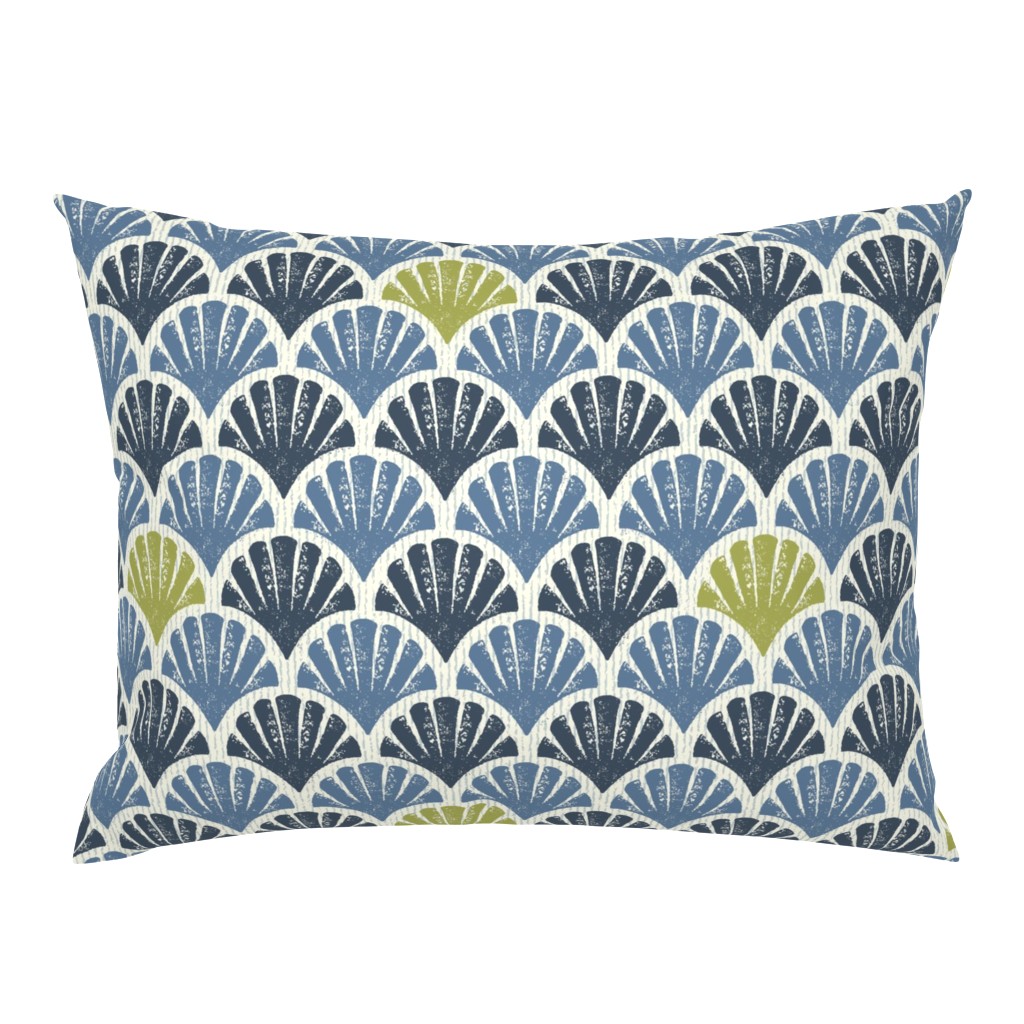 Scallop Shells - Navy, Lapis + Lime - medium