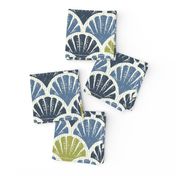 Scallop Shells - Navy, Lapis + Lime - medium