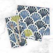 Scallop Shells - Navy, Lapis + Lime - medium