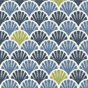 Scallop Shells - Navy, Lapis + Lime - medium