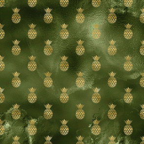 Jungle Green Yellow Pineapple Tropical Fruit Summer Pattern