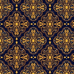 Rococo Lemons dark blue small