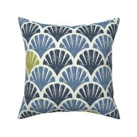 Scallop Shells Navy, Lapis + Lime Large Scale