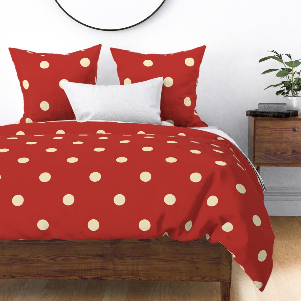 Mega Dots in Valiant Poppy Red + Duvet Cover | Spoonflower