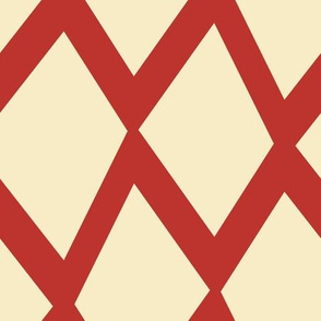 Midcentury Abstract Lattice in Cream + Valiant Poppy Red