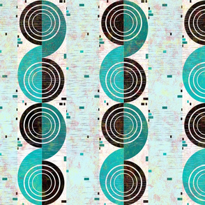 Mod Snail Shell  -- Mid-century Mod Beach House Motif in Aqua, White, and Black -- 235dpi (63% of Full Scale)