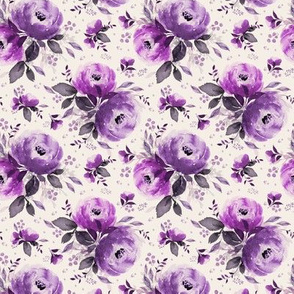 Olivia - Purple, plum, watercolor, florals, peony, roses