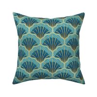 ART DECO SEASHELL - BLUE AND GOLD