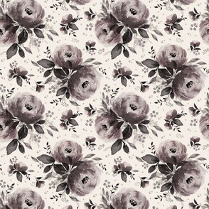 Olivia - muted, greys, watercolor, florals, peony, roses